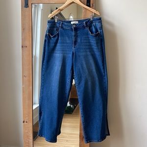 Eloquii Split Hem Straight Leg Medium Wash Jeans Size 16